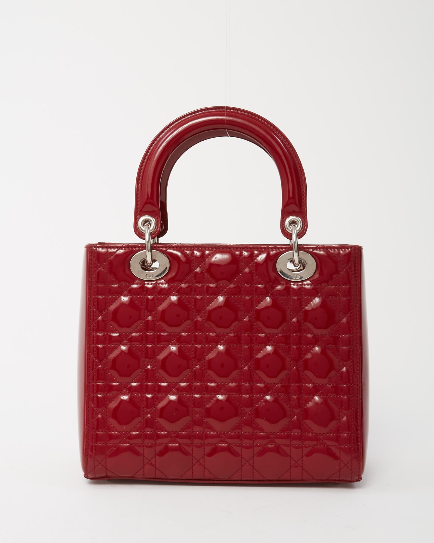 Dior Red Patent Leather Medium Lady Dior Bag SHW