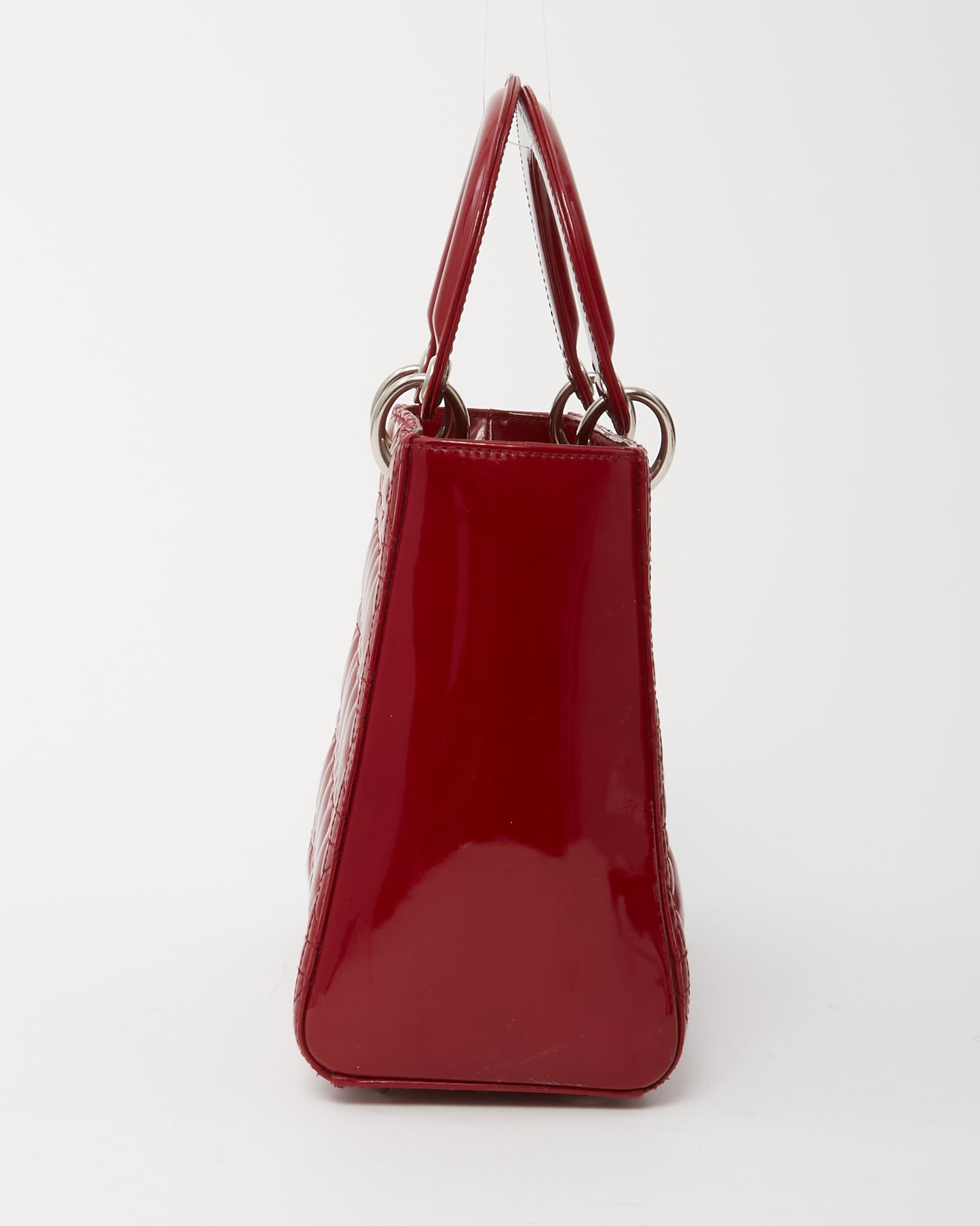 Dior Red Patent Leather Medium Lady Dior Bag SHW