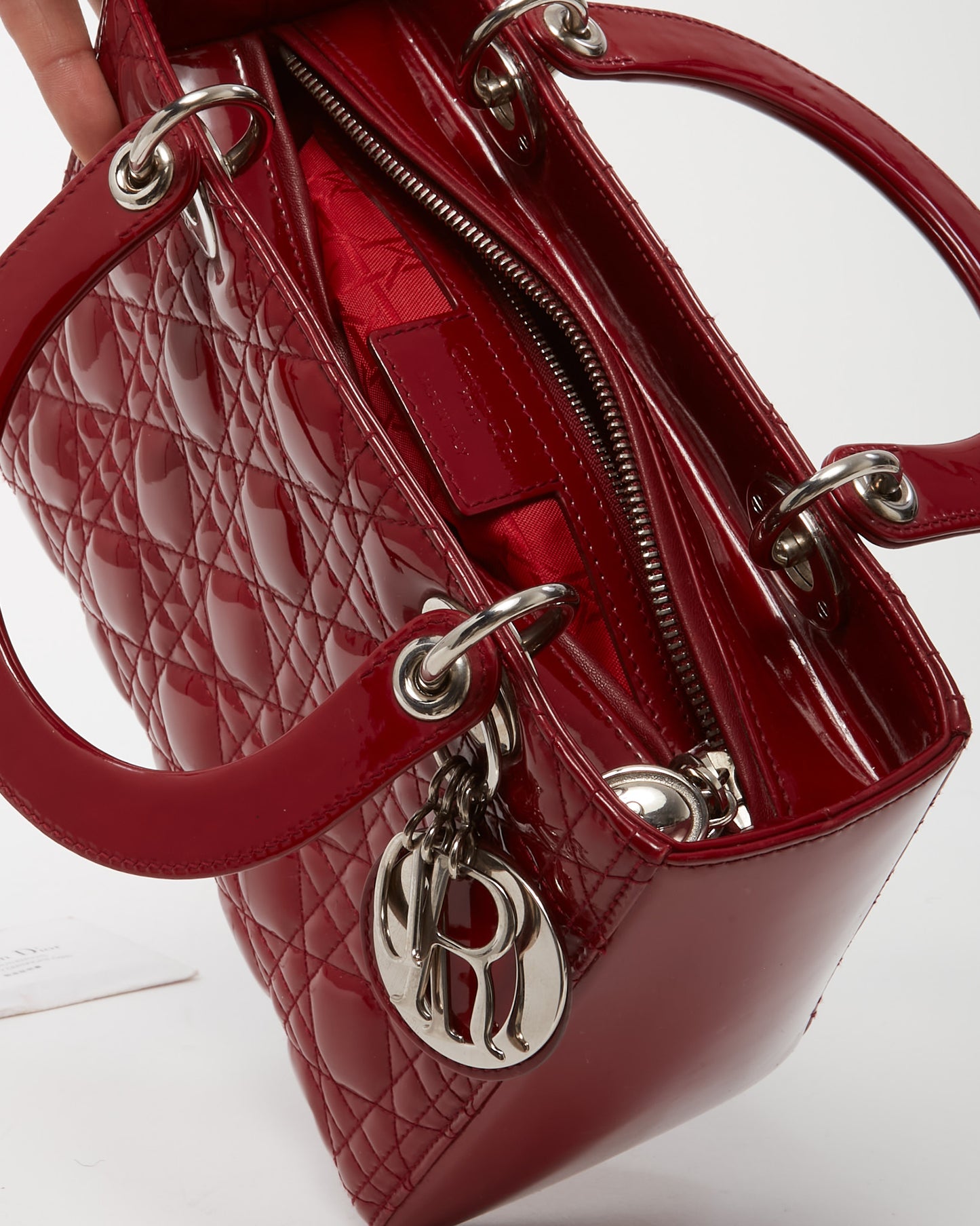 Dior Red Patent Leather Medium Lady Dior Bag SHW