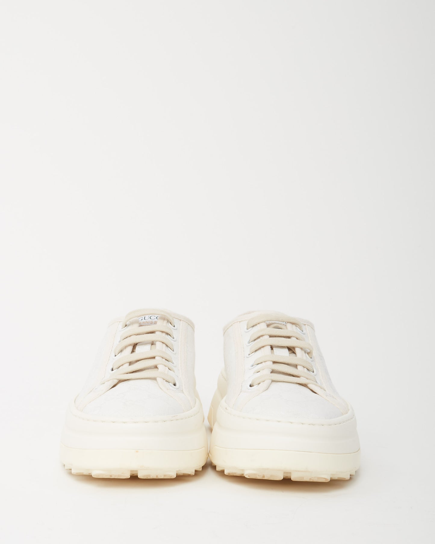 Gucci White Monogram GG Canvas Low-Top Platform Sneakers - 40