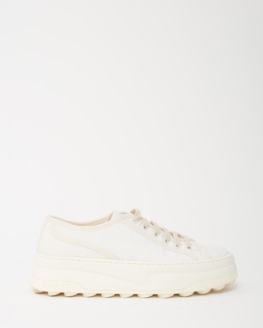 Gucci White Monogram GG Canvas Low-Top Platform Sneakers - 40