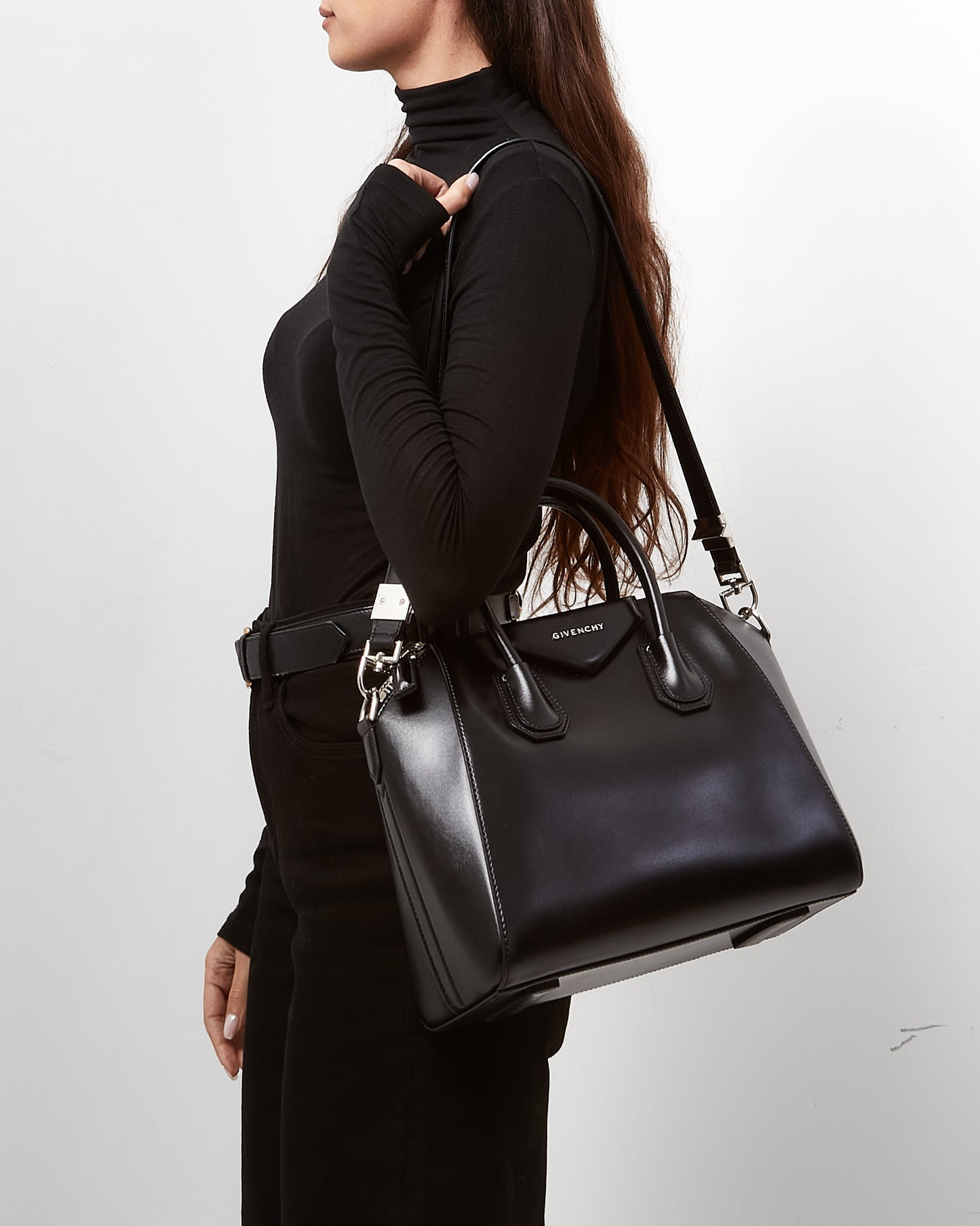 Givenchy Black Smooth Box Leather Antigona Small Tote Bag