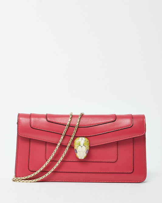 Bulgari Fuchsia Pink Leather Serpenti Forever Chain Pochette WOC Wallet on Chain Bag