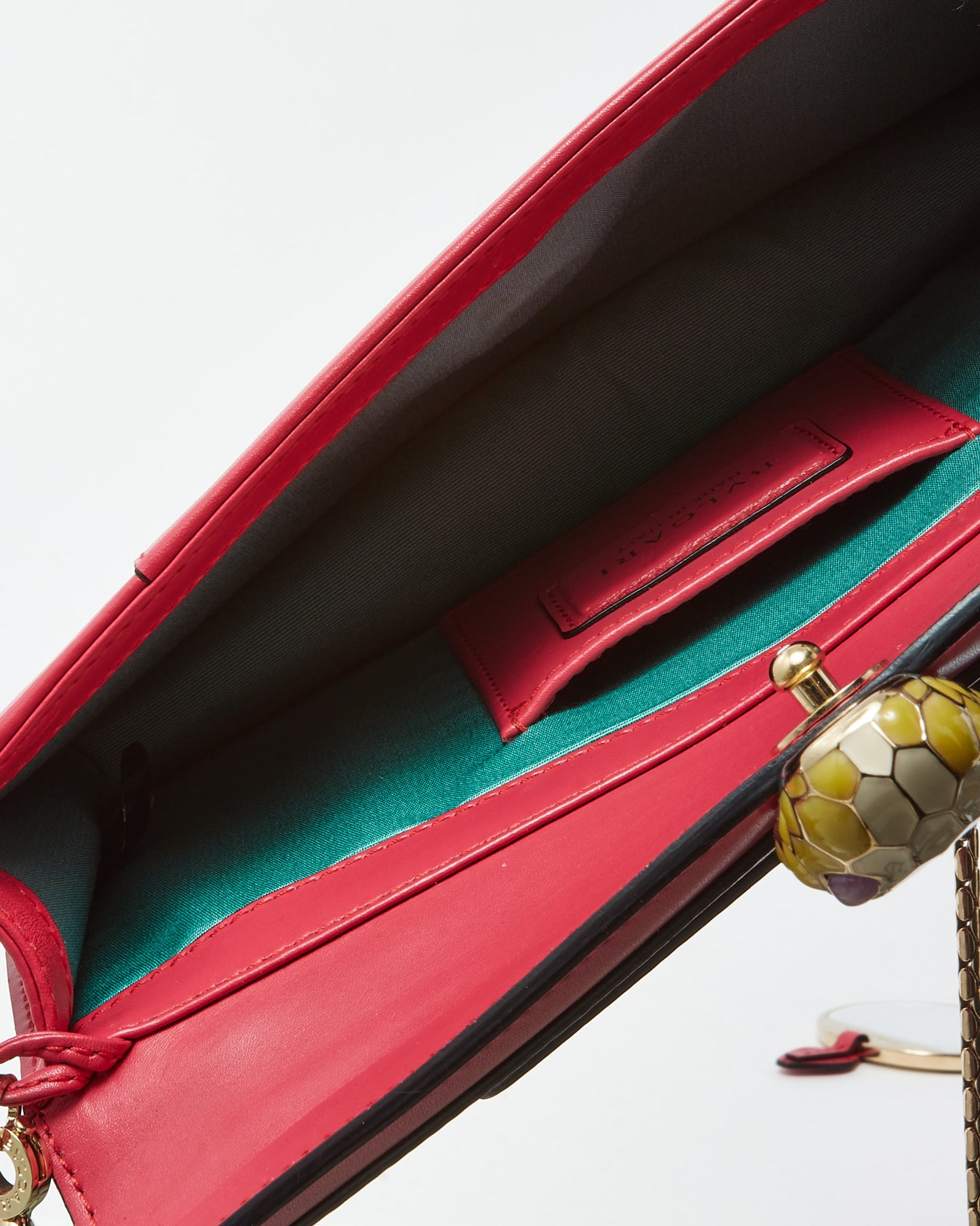 Bulgari Fuchsia Pink Leather Serpenti Forever Chain Pochette WOC Wallet on Chain Bag