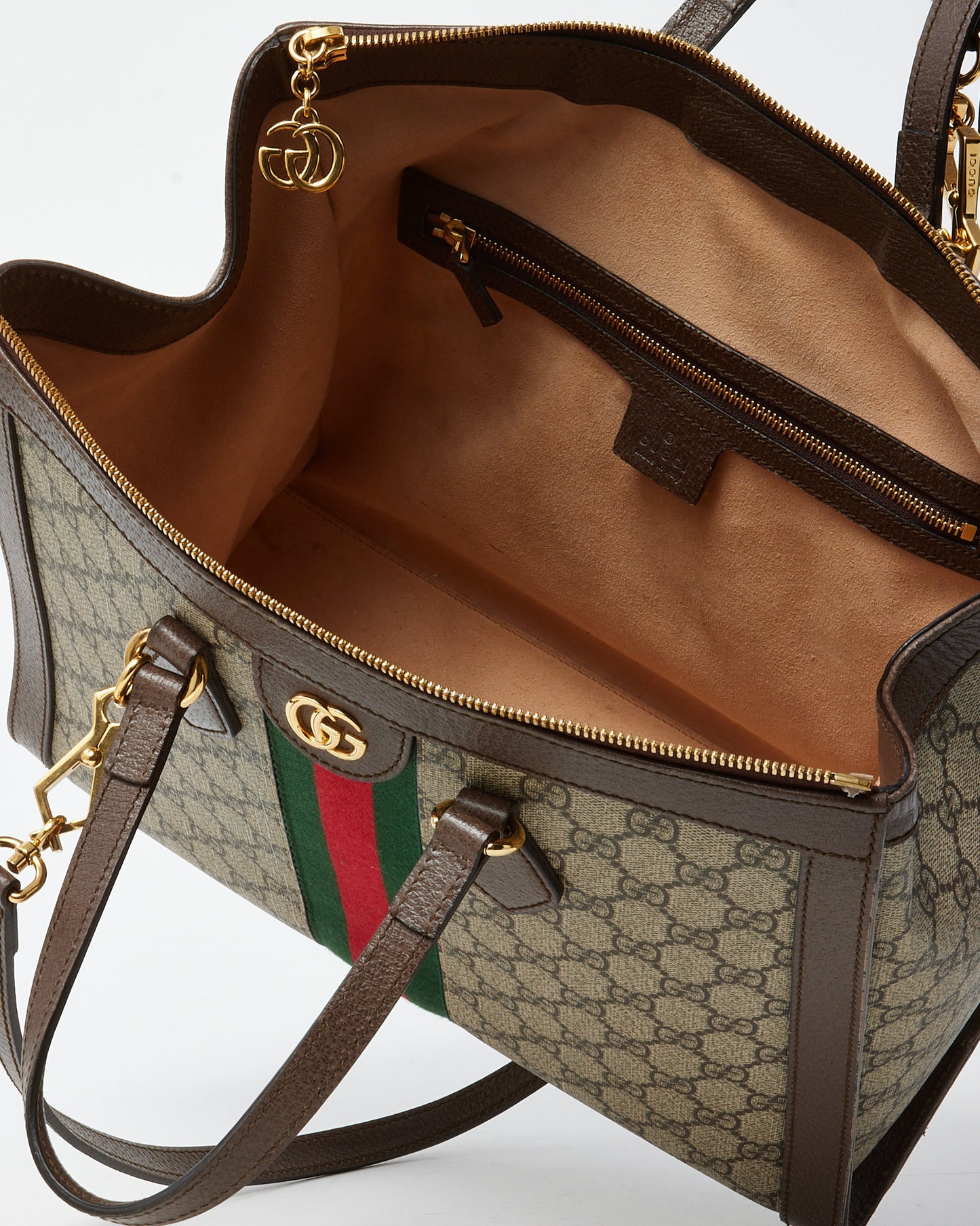 Gucci Brown and Beige Monogram GG Supreme Coated Canvas Medium Ophidia Tote with Strap
