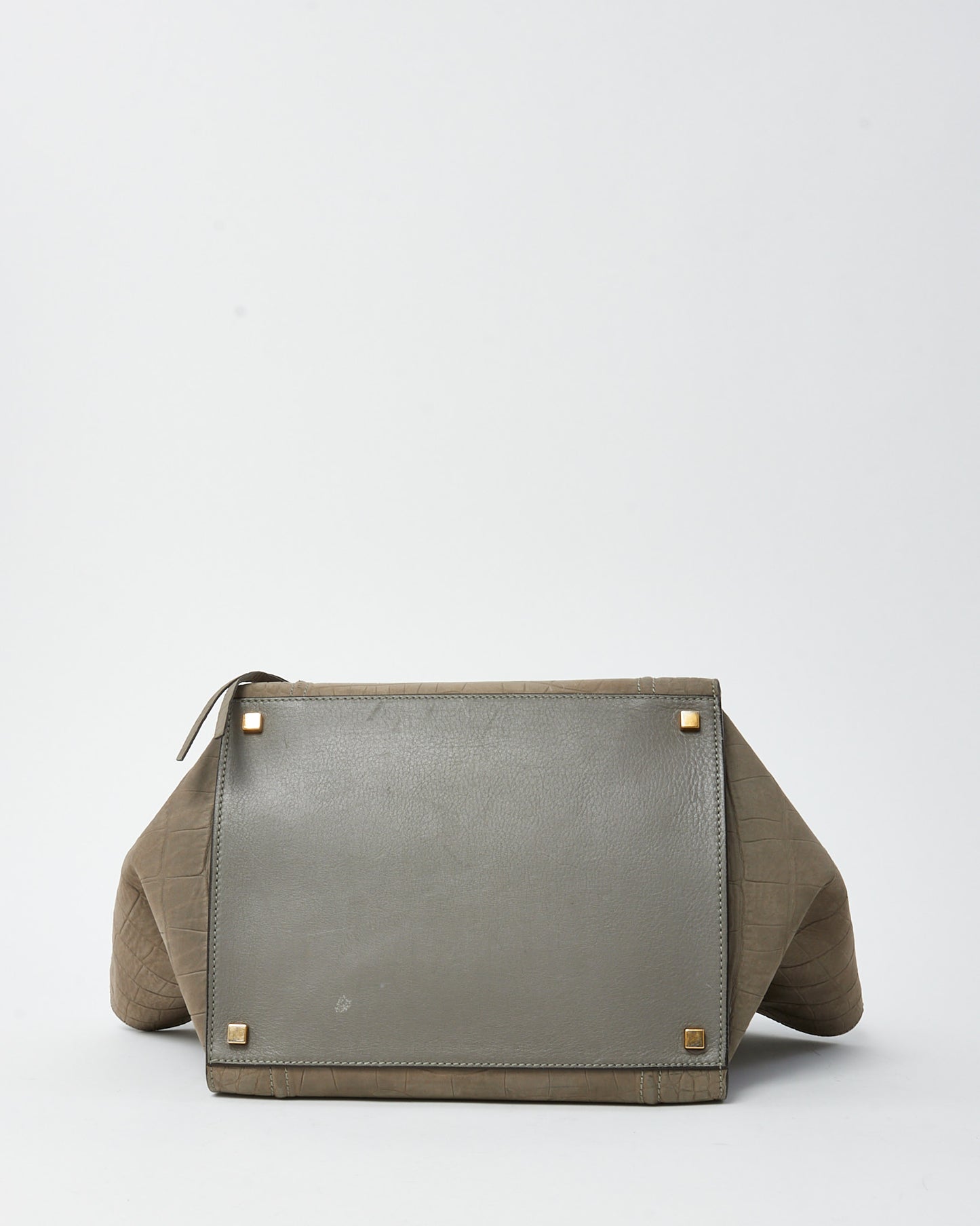 Celine Grey Croc Embossed Stamped Nubuck Suede Phantom Luggage Tote Bag