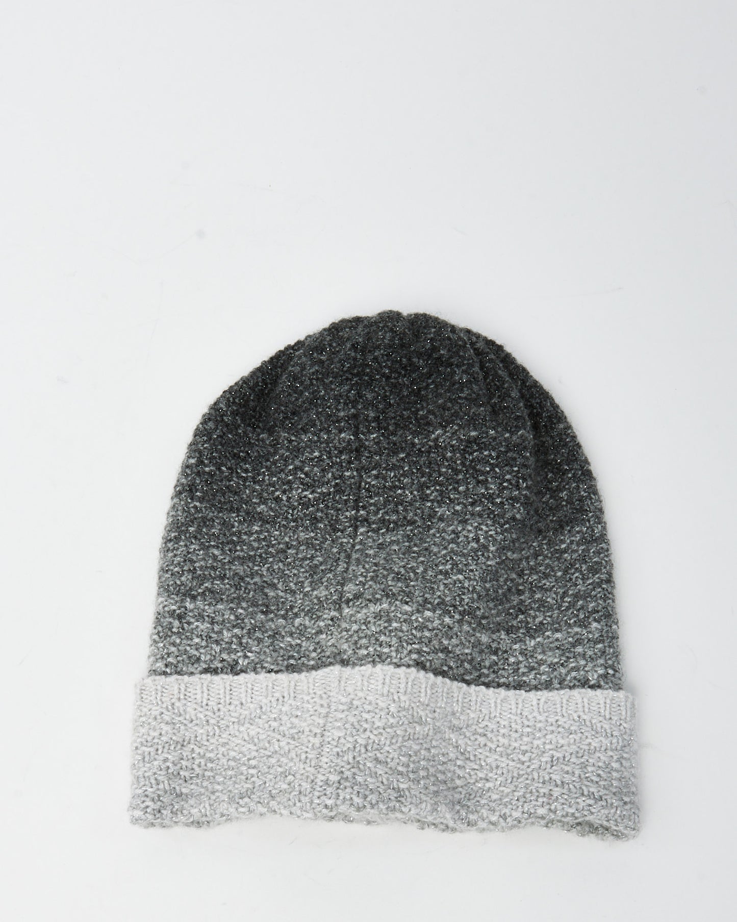 Chanel Grey Ombre Cashmere Knit CC Logo Beanie Hat