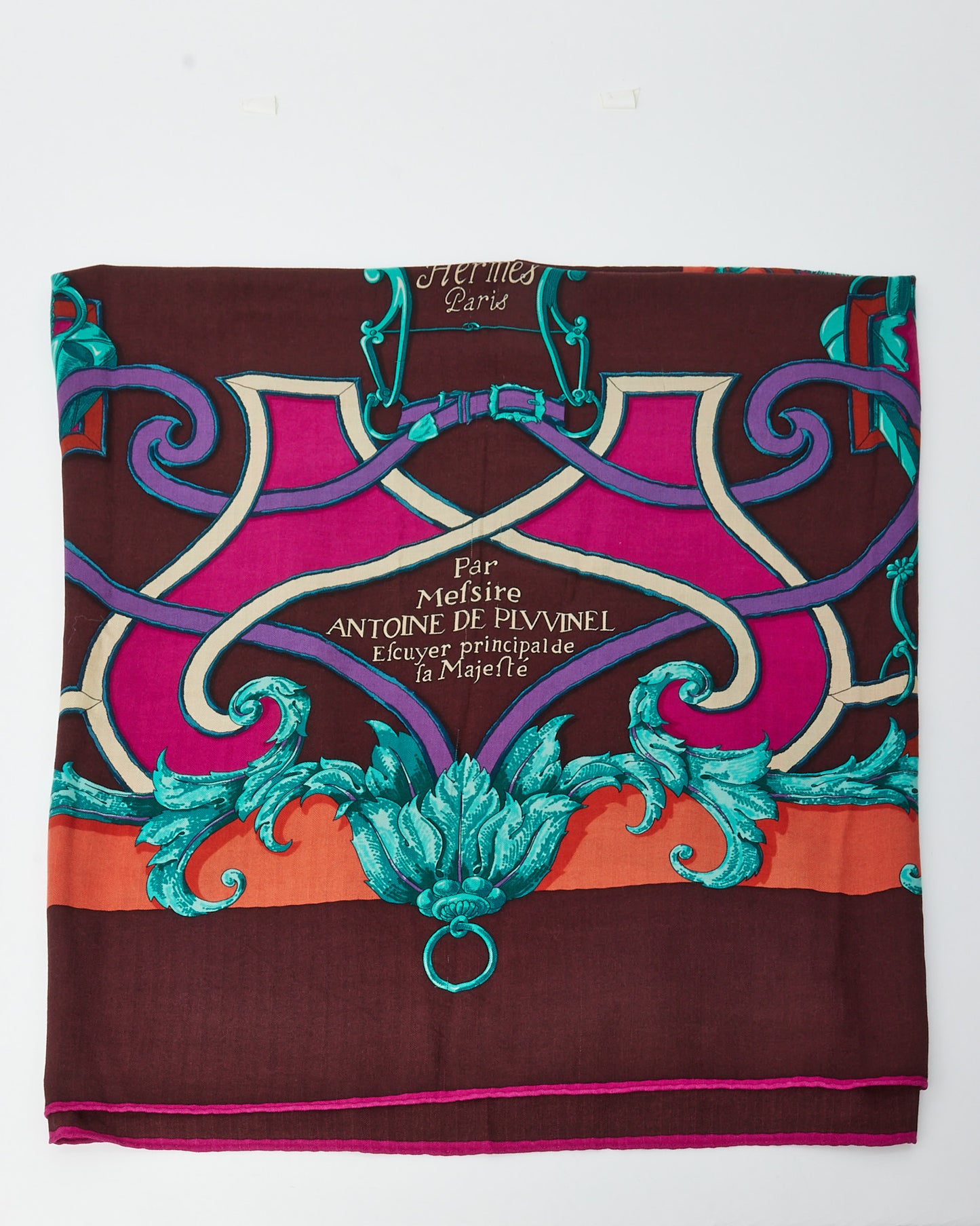 Hermès Purple/Turquoise/Orange/Brown "L'Instruction du Roy Bayadere" Cashmere and Silk 140cm Shawl Scarf