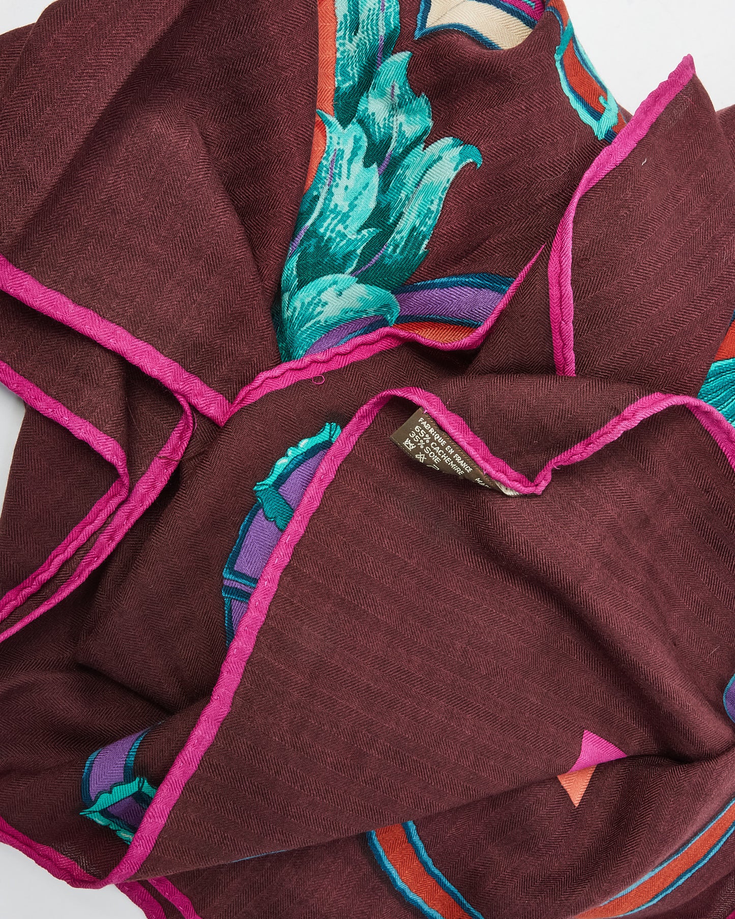Hermès Purple/Turquoise/Orange/Brown "L'Instruction du Roy Bayadere" Cashmere and Silk 140cm Shawl Scarf
