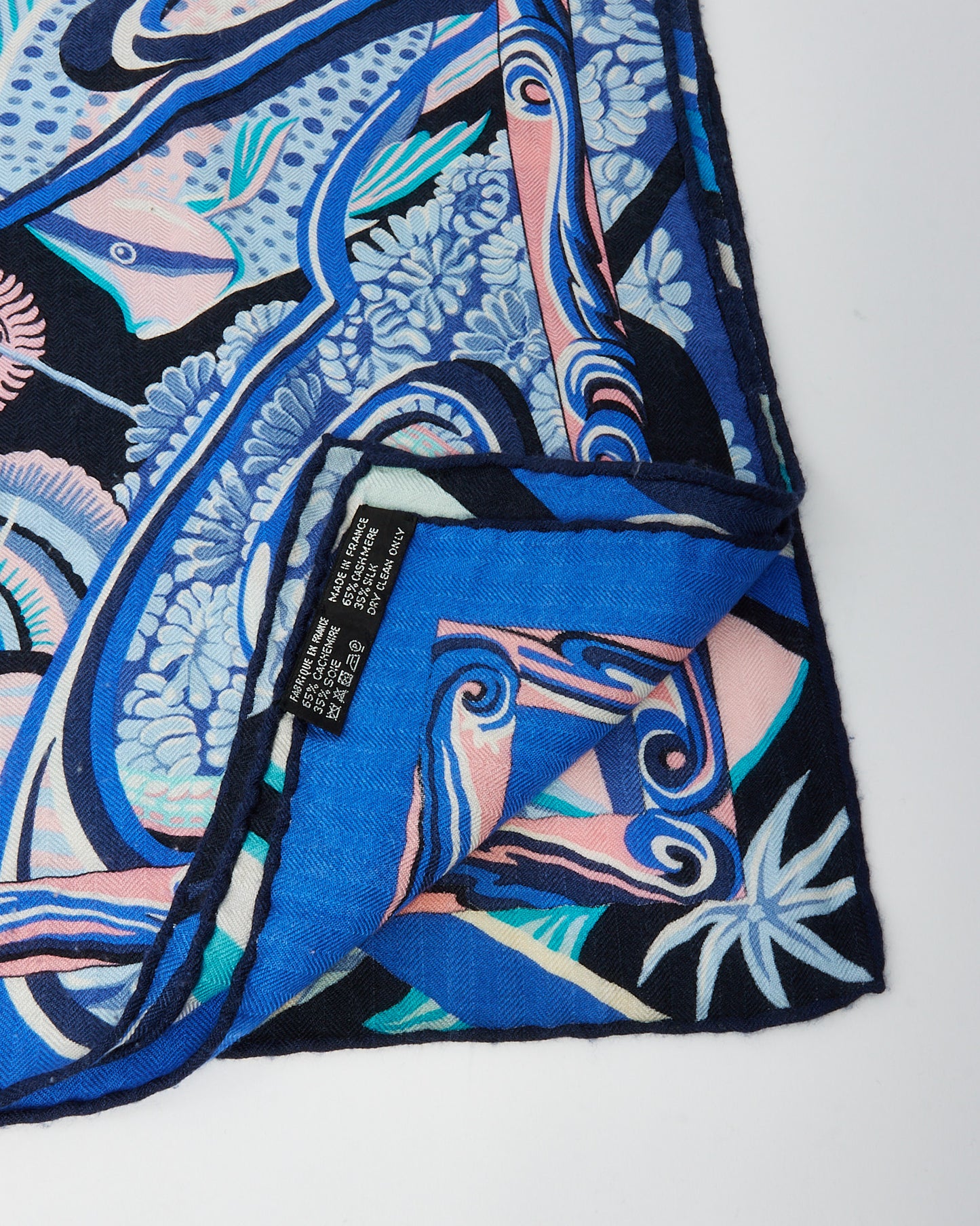 Hermès Blue/Turquoise/Pink/White Multi "De La Mer Au Ciel" Cashmere and Silk 140cm Shawl Scarf