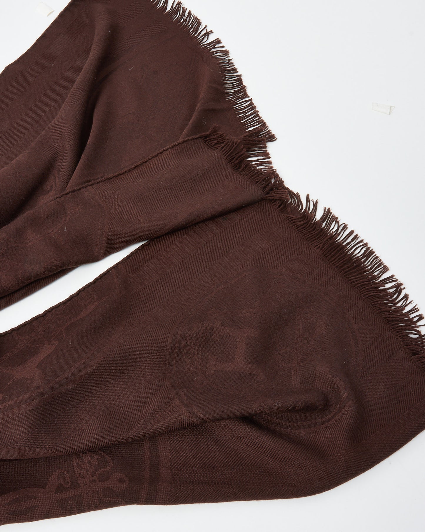 Hermès Brown Cashmere and Silk New Libris Stole Scarf