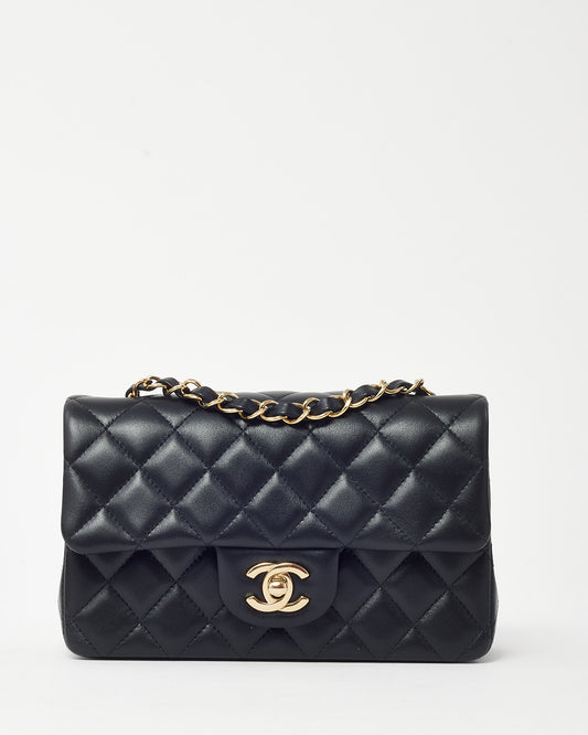 Chanel Black Lambskin Leather Mini Rectangular Flap Bag CGHW