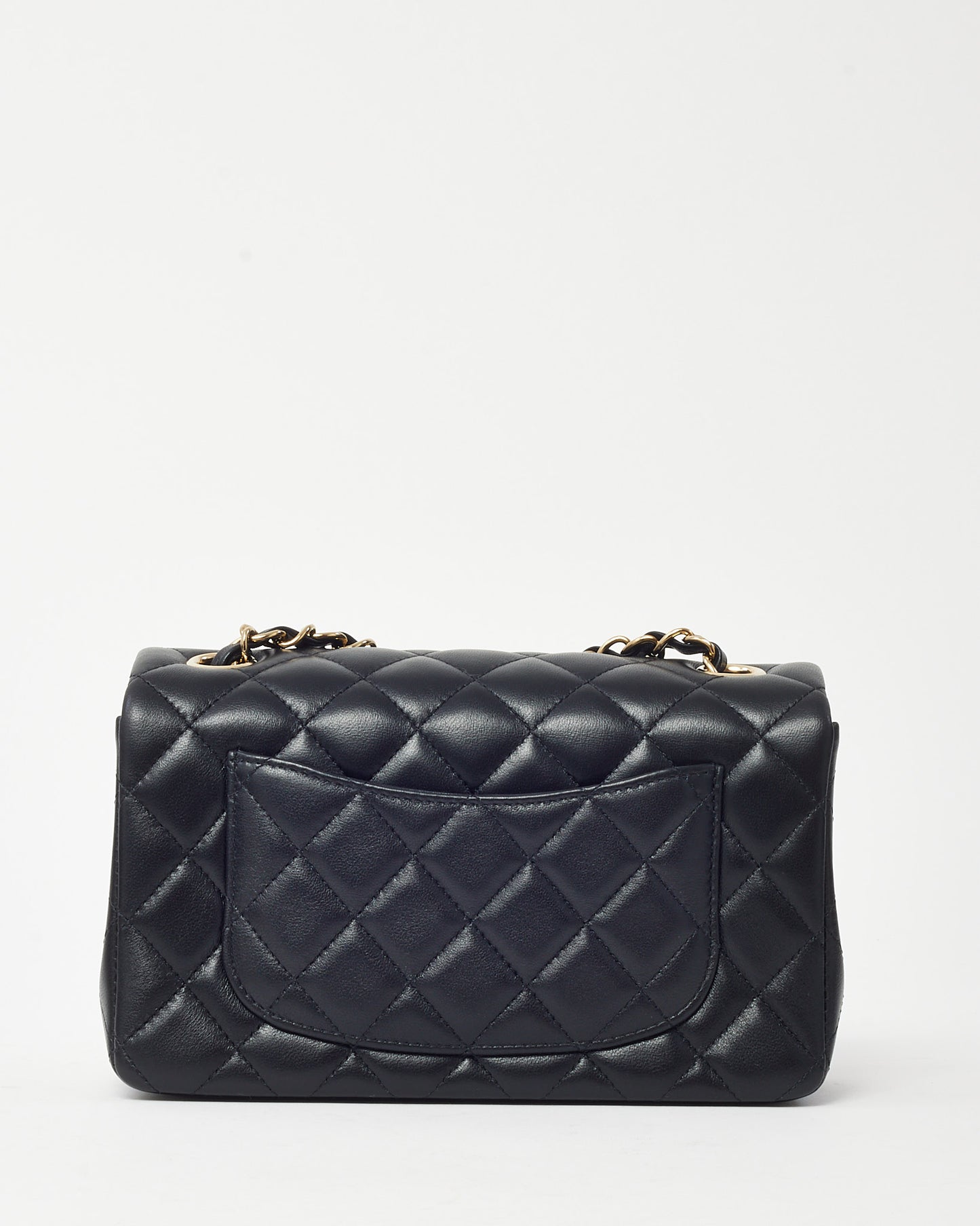 Chanel Black Lambskin Leather Mini Rectangular Flap Bag CGHW