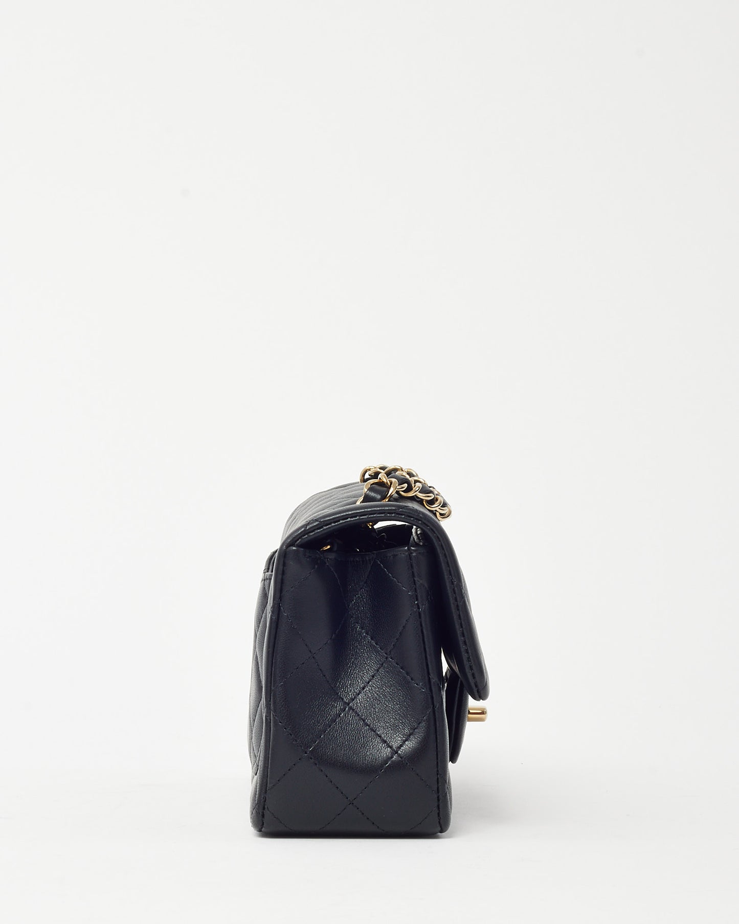 Chanel Black Lambskin Leather Mini Rectangular Flap Bag CGHW