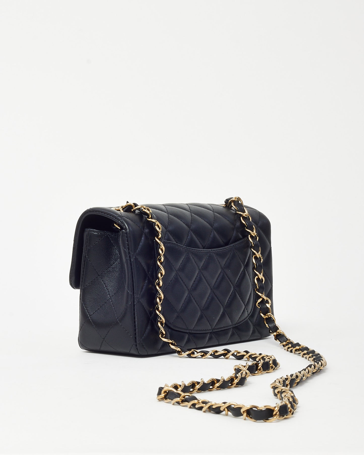 Chanel Black Lambskin Leather Mini Rectangular Flap Bag CGHW