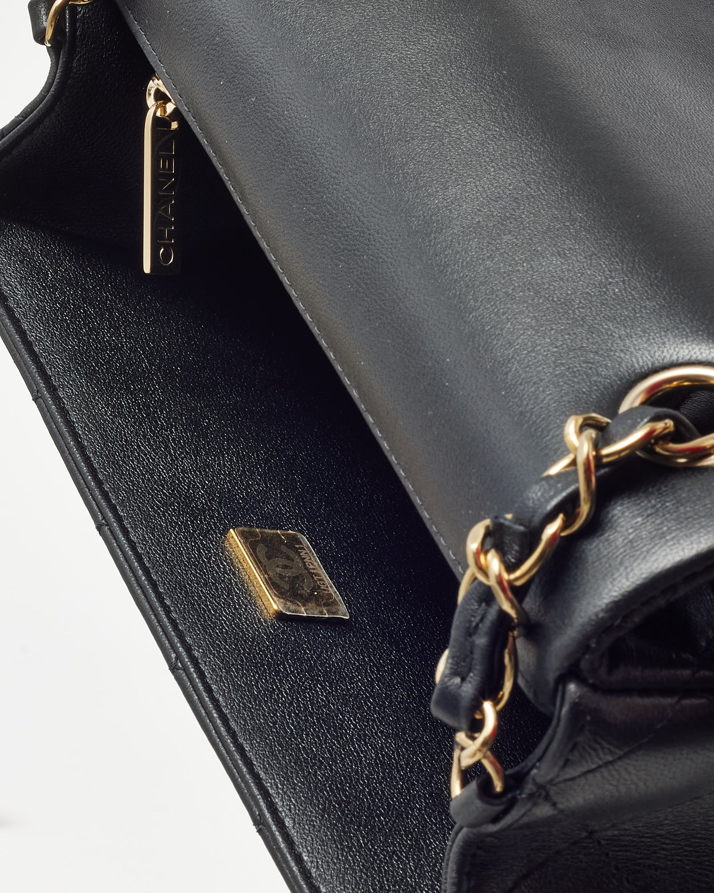 Chanel Black Lambskin Leather Mini Rectangular Flap Bag CGHW