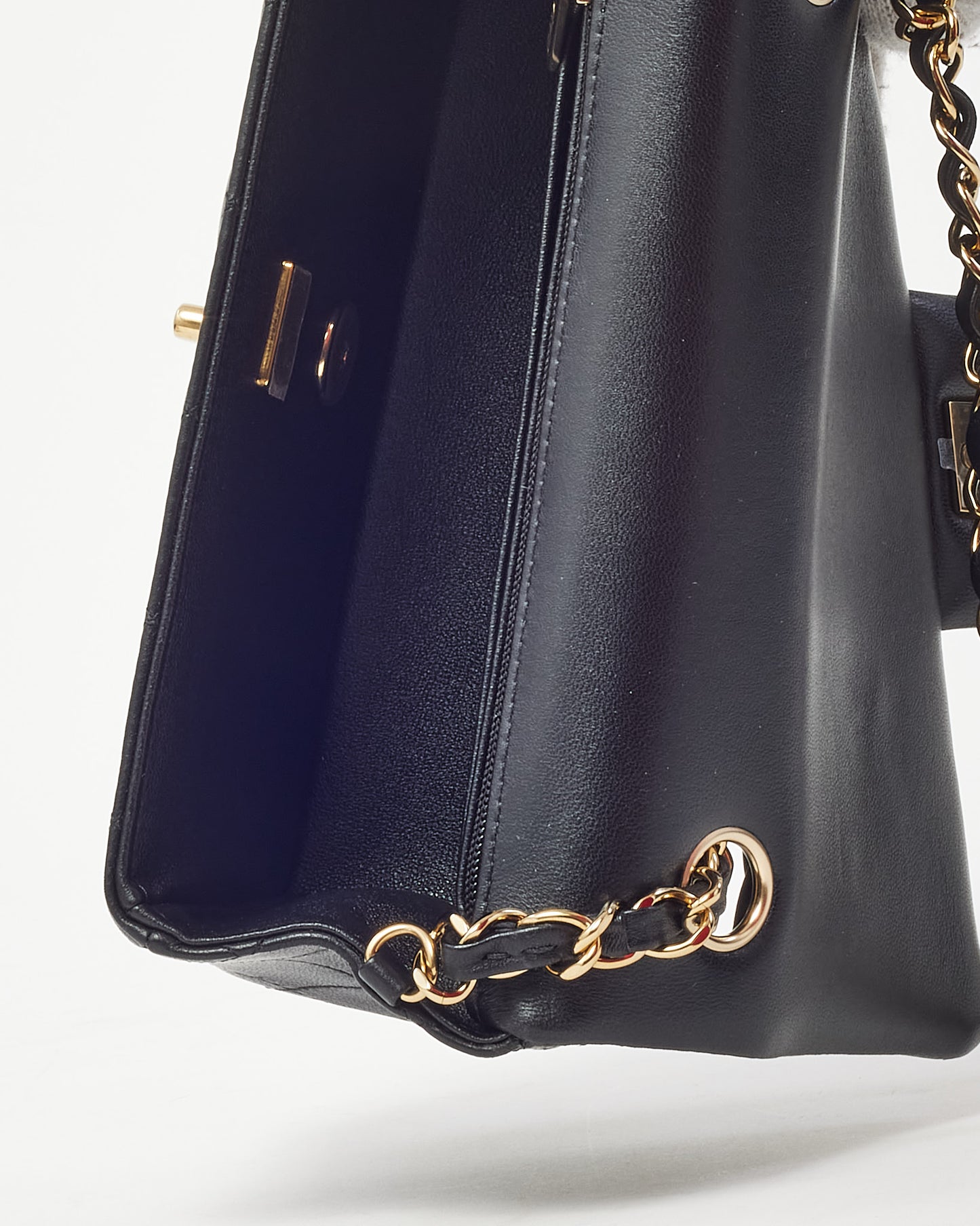 Chanel Black Lambskin Leather Mini Rectangular Flap Bag CGHW