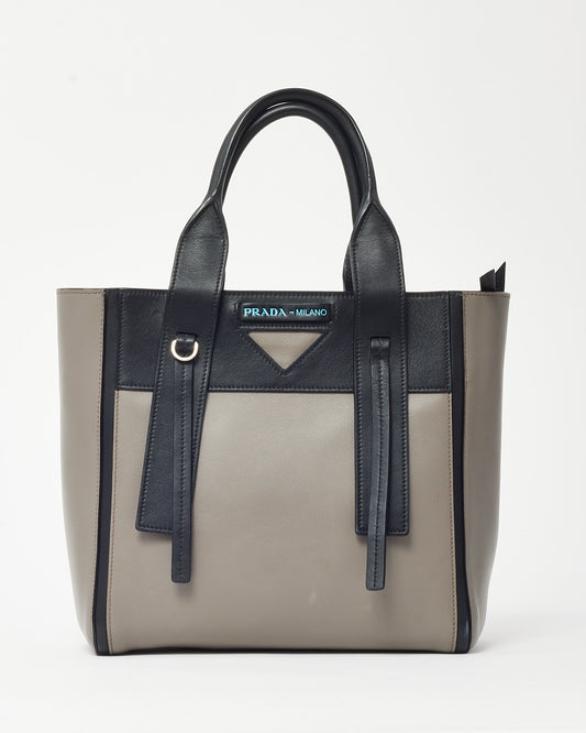 Prada Grey and Black Grace Lux Light Leather Ouverture 2Way Bag