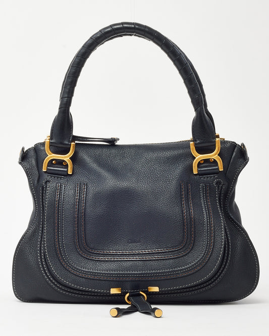 Chloé Black Pebbled Leather Medium Marcie Satchel 2Way Bag