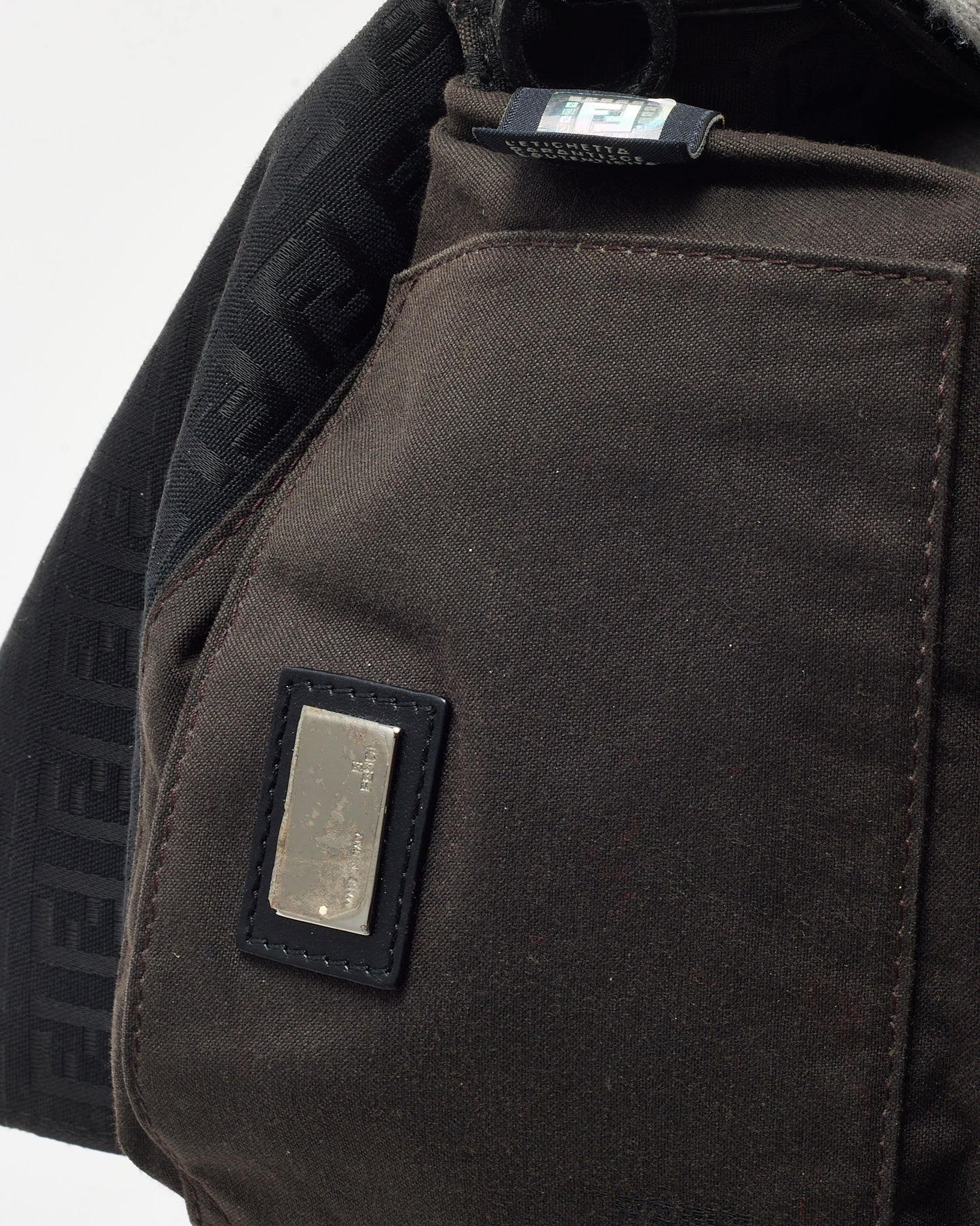 Fendi Dark Brown FF Zucchino Canvas SHW FF Flat Crossbody Bag