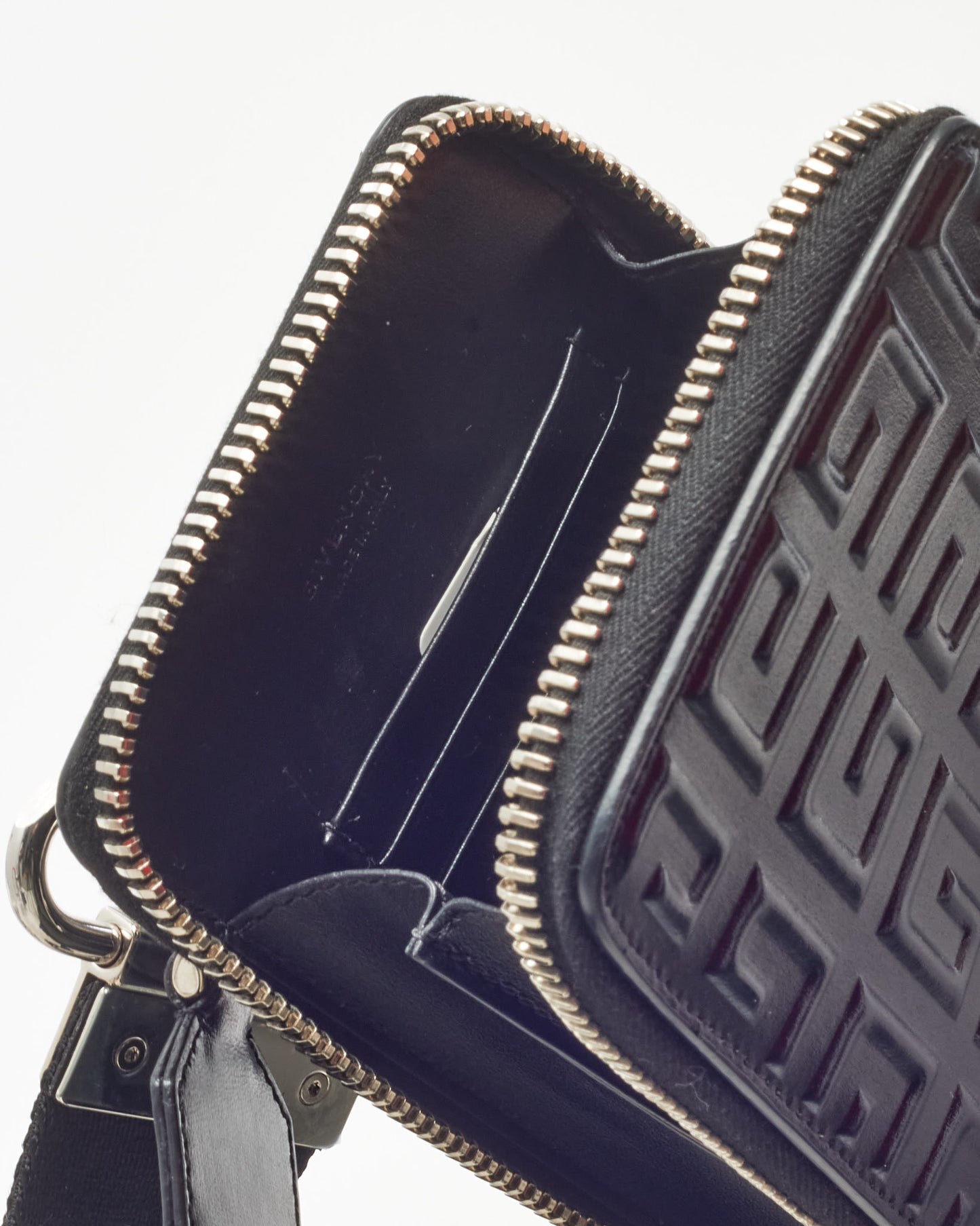 Givenchy Shiny Black Monogram Embossed Leather Antigona U Organizer Crossbody Bag