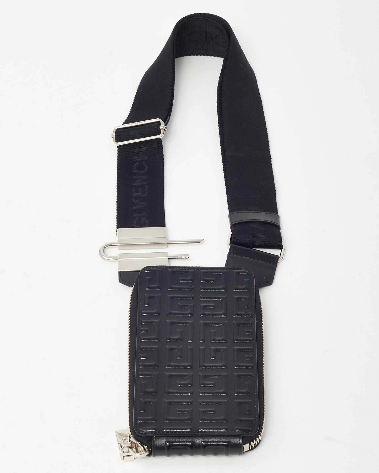 Givenchy Shiny Black Monogram Embossed Leather Antigona U Organizer Crossbody Bag