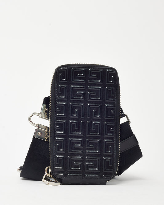 Givenchy Shiny Black Monogram Embossed Leather Antigona U Organizer Crossbody Bag