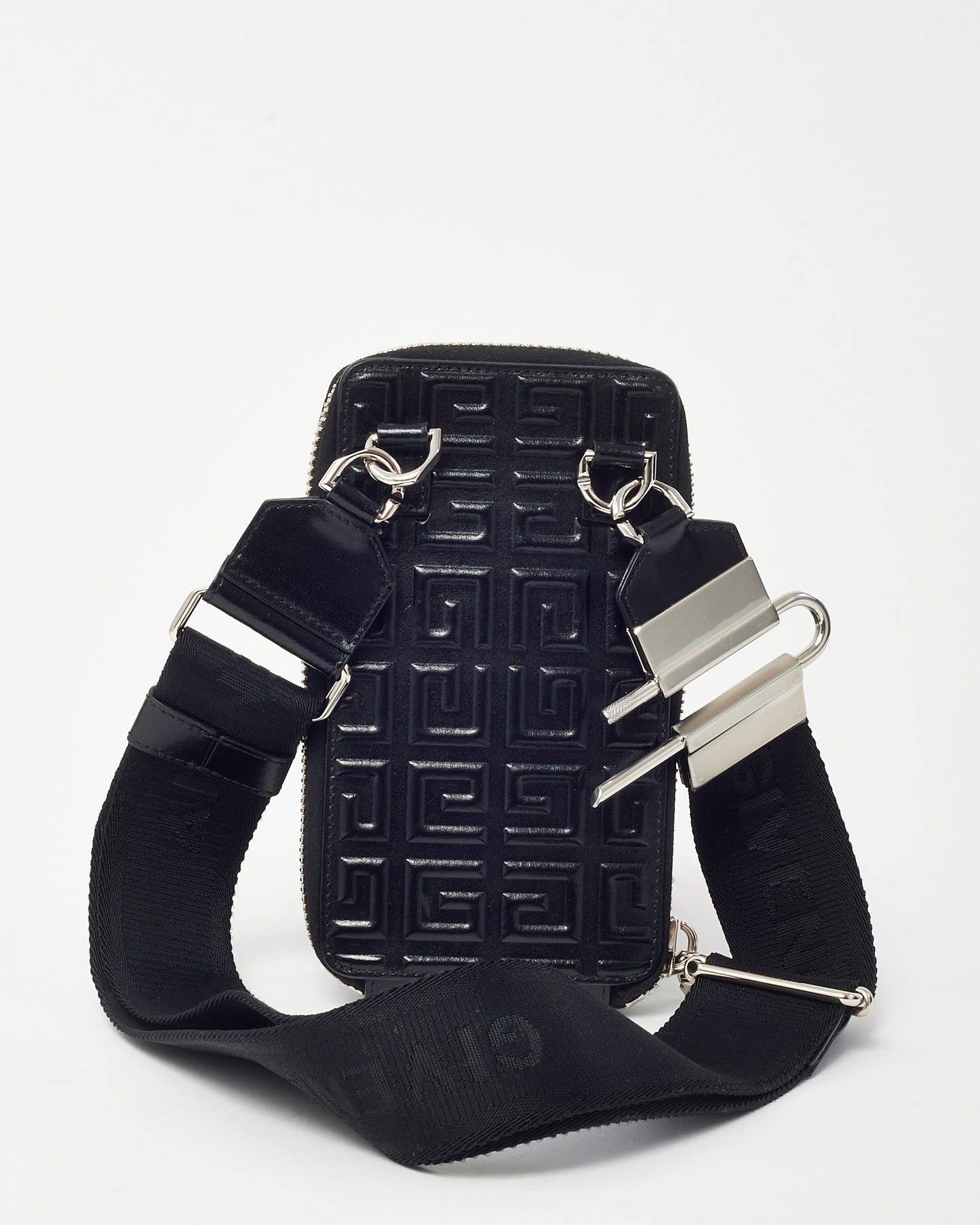 Givenchy Shiny Black Monogram Embossed Leather Antigona U Organizer Crossbody Bag