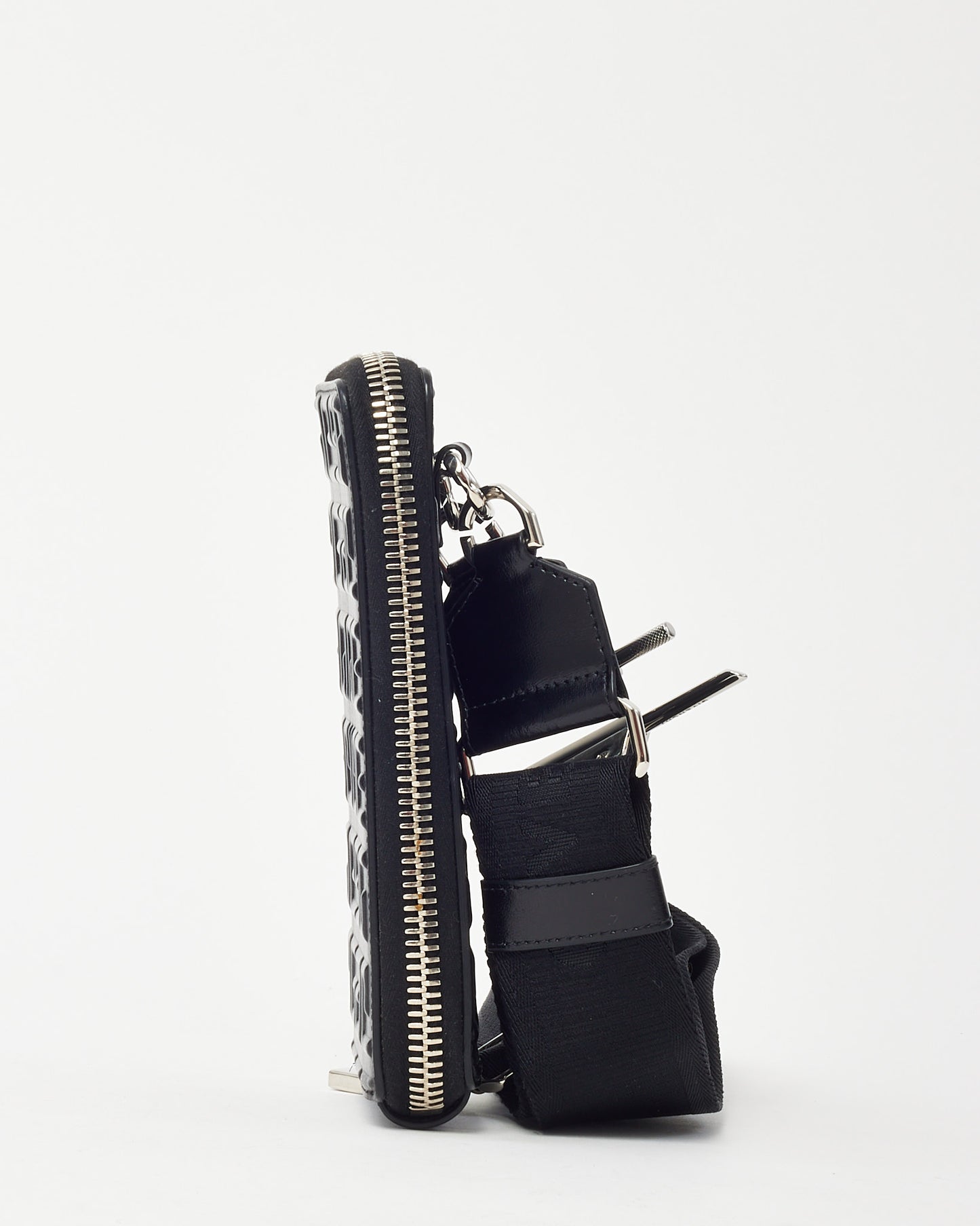 Givenchy Shiny Black Monogram Embossed Leather Antigona U Organizer Crossbody Bag