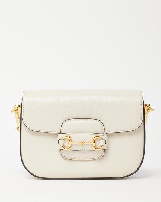 Gucci White Calfskin Leather Small Horsebit 1955 Shoulder Bag