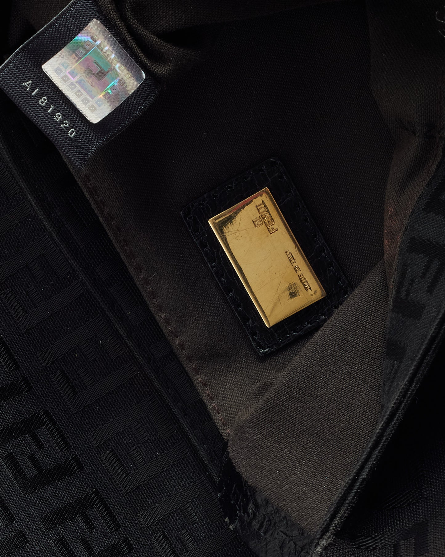 Fendi Black FF Zucchino Canvas GHW Fendi Logo Shoulder Bag