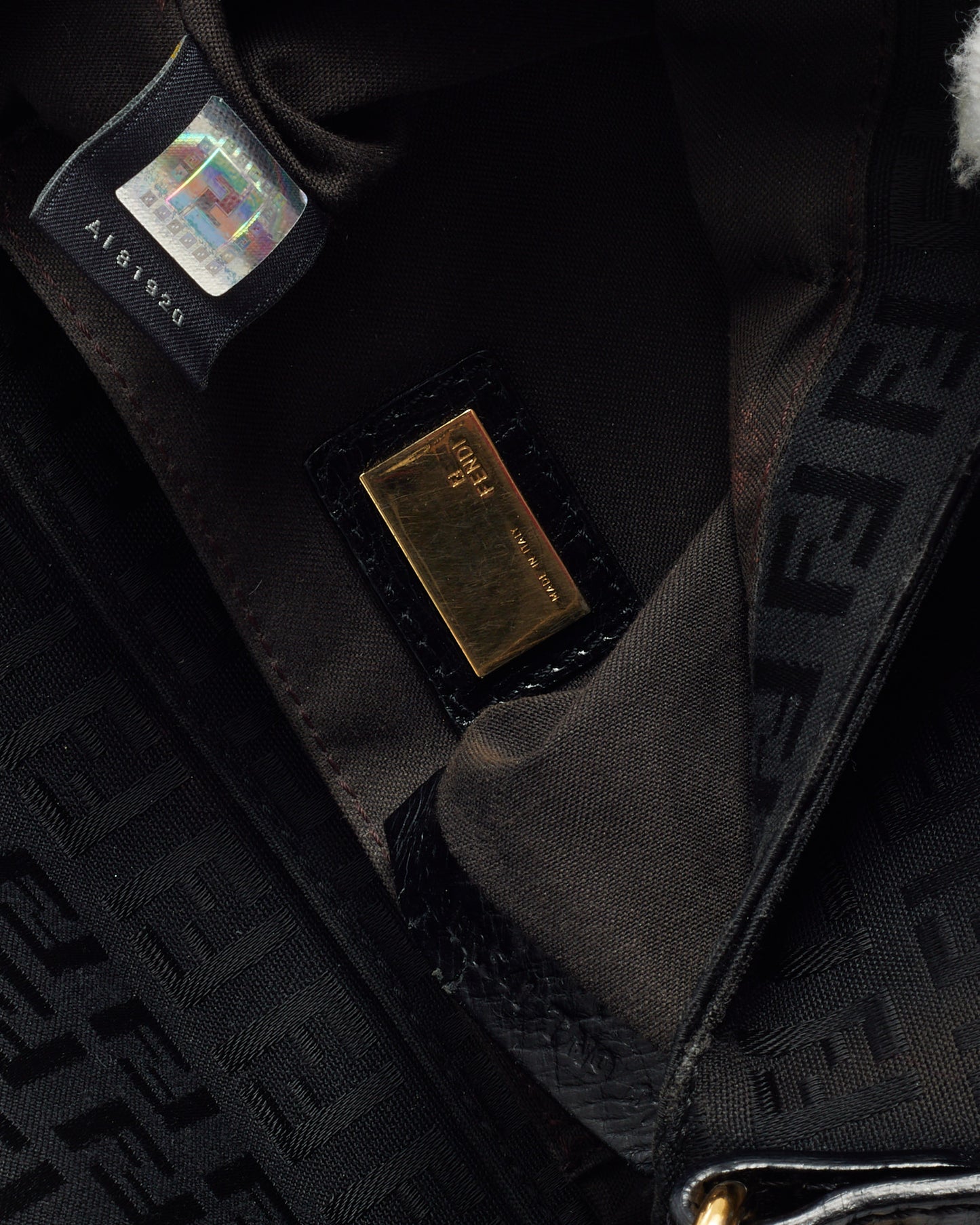 Fendi Black FF Zucchino Canvas GHW Fendi Logo Shoulder Bag