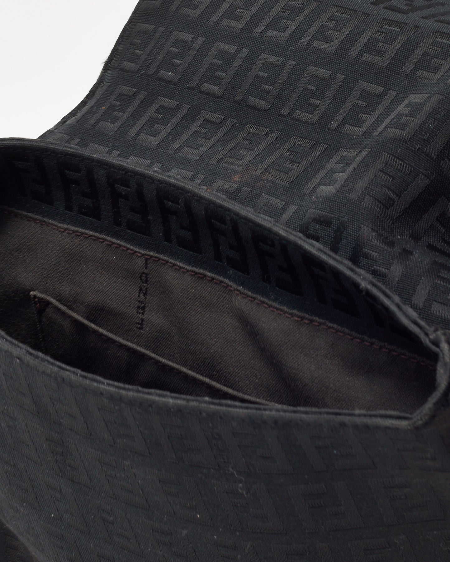 Fendi Black FF Zucchino Canvas GHW Fendi Logo Shoulder Bag