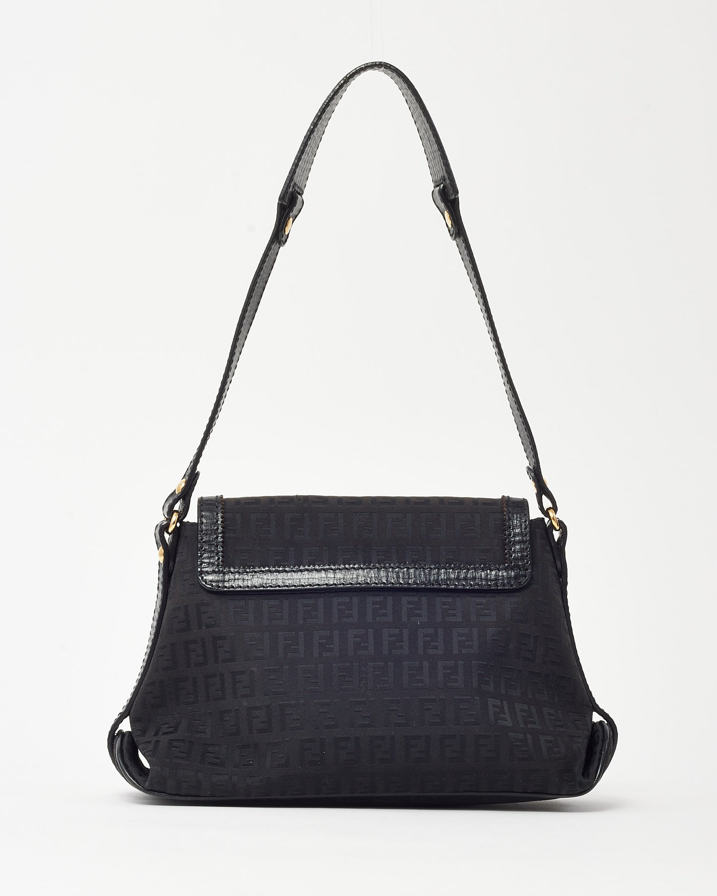 Fendi Black FF Zucchino Canvas GHW Fendi Logo Shoulder Bag