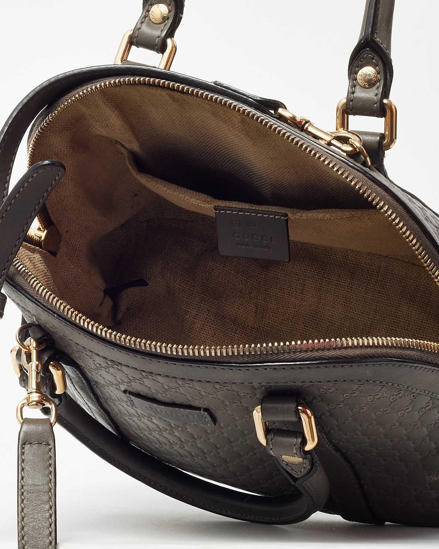 Gucci Grey Micro Guccissima Leather Mini Dome Crossbody Bag with Strap