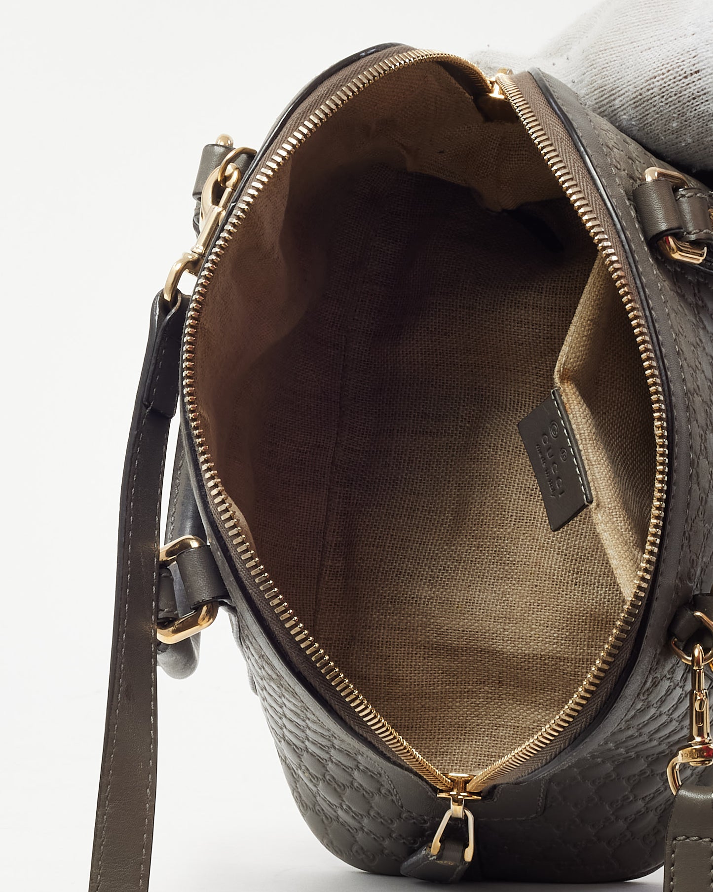 Gucci Grey Micro Guccissima Leather Mini Dome Crossbody Bag with Strap