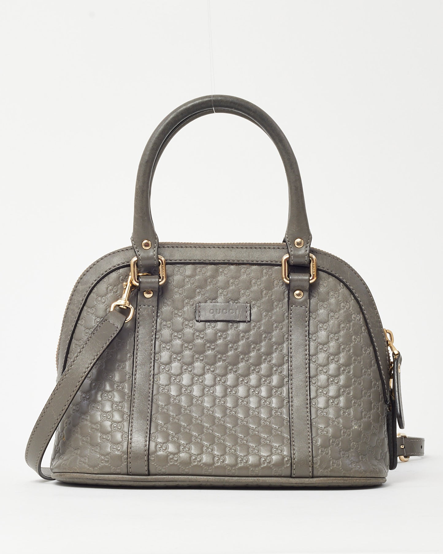 Gucci Grey Micro Guccissima Leather Mini Dome Crossbody Bag with Strap