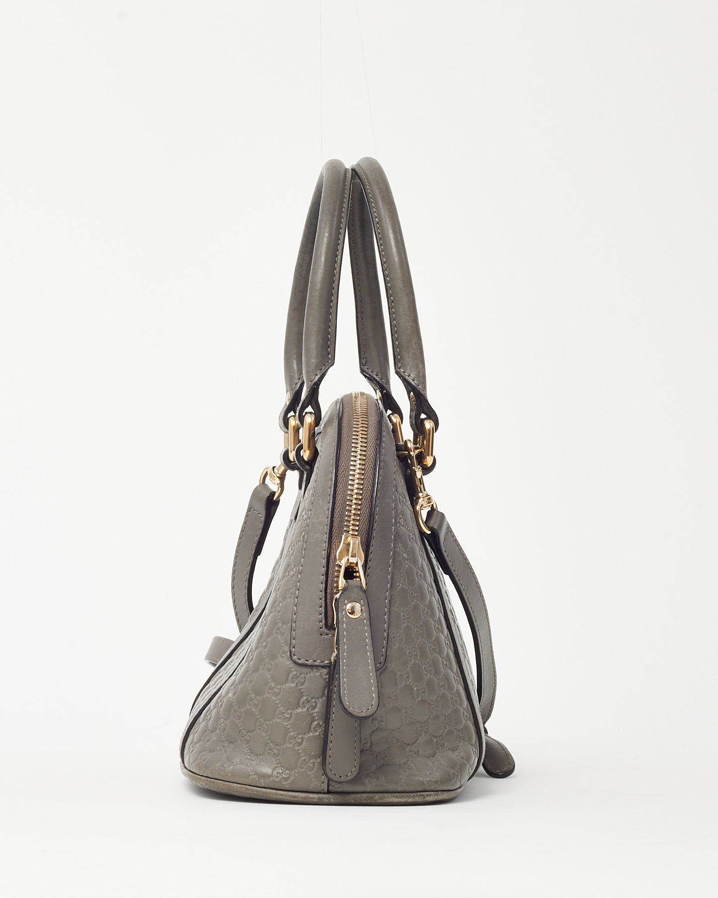 Gucci Grey Micro Guccissima Leather Mini Dome Crossbody Bag with Strap