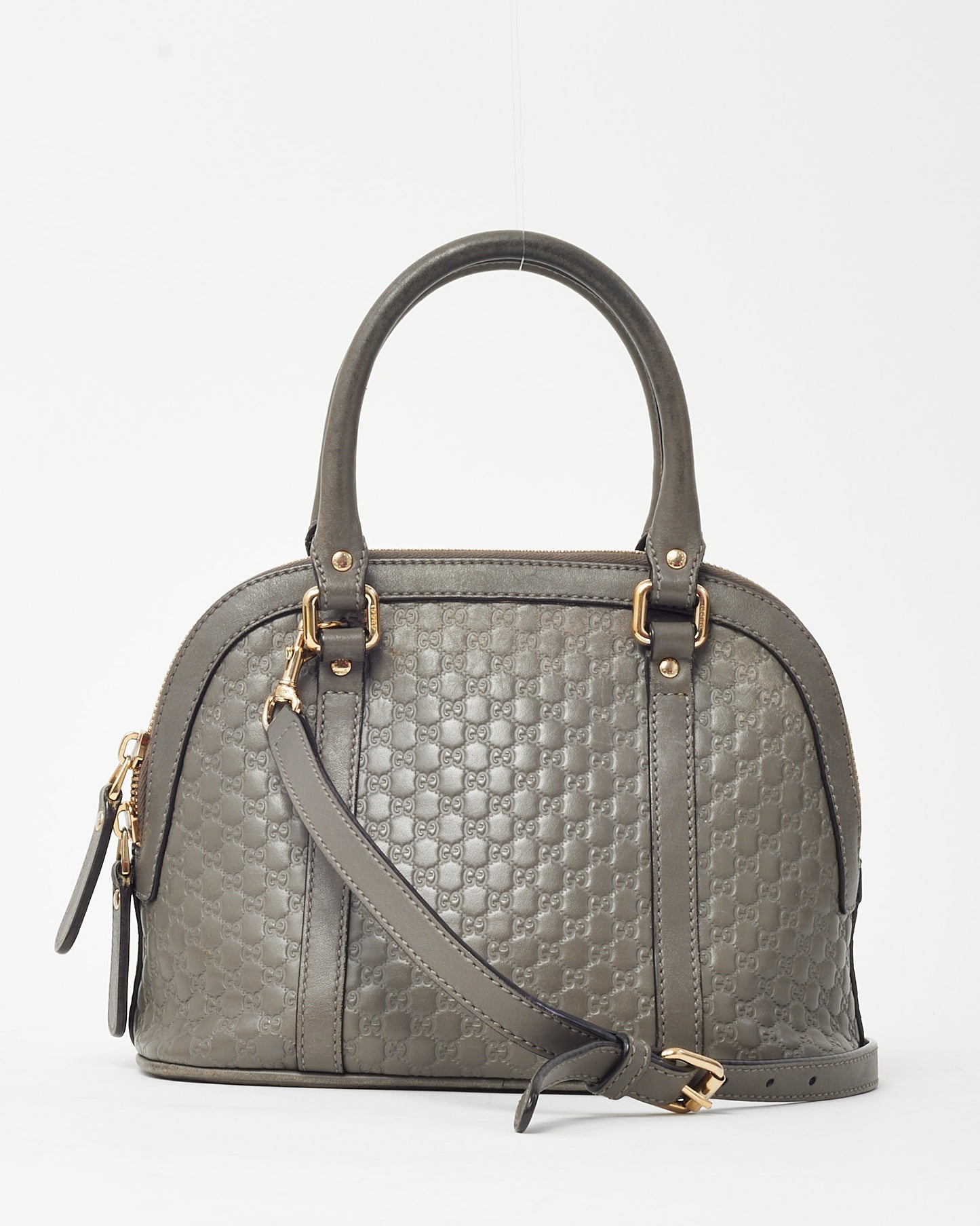 Gucci Grey Micro Guccissima Leather Mini Dome Crossbody Bag with Strap