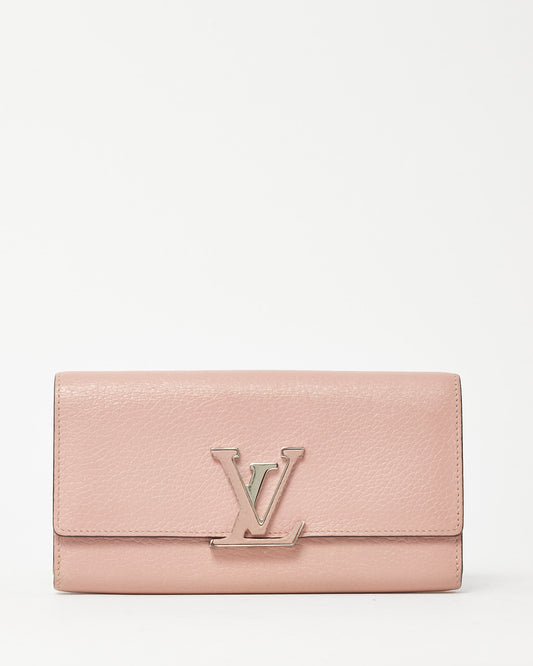 Louis Vuitton Pink Taurillon Leather LV Capucines Long Wallet