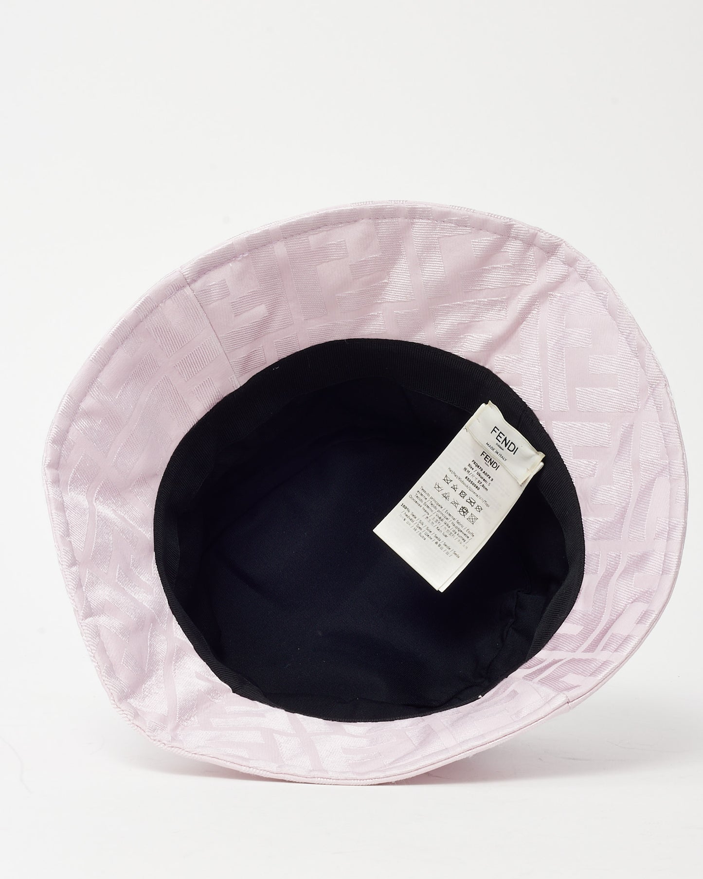 Fendi Pink FF Zucca Print Silk Bucket Hat - S