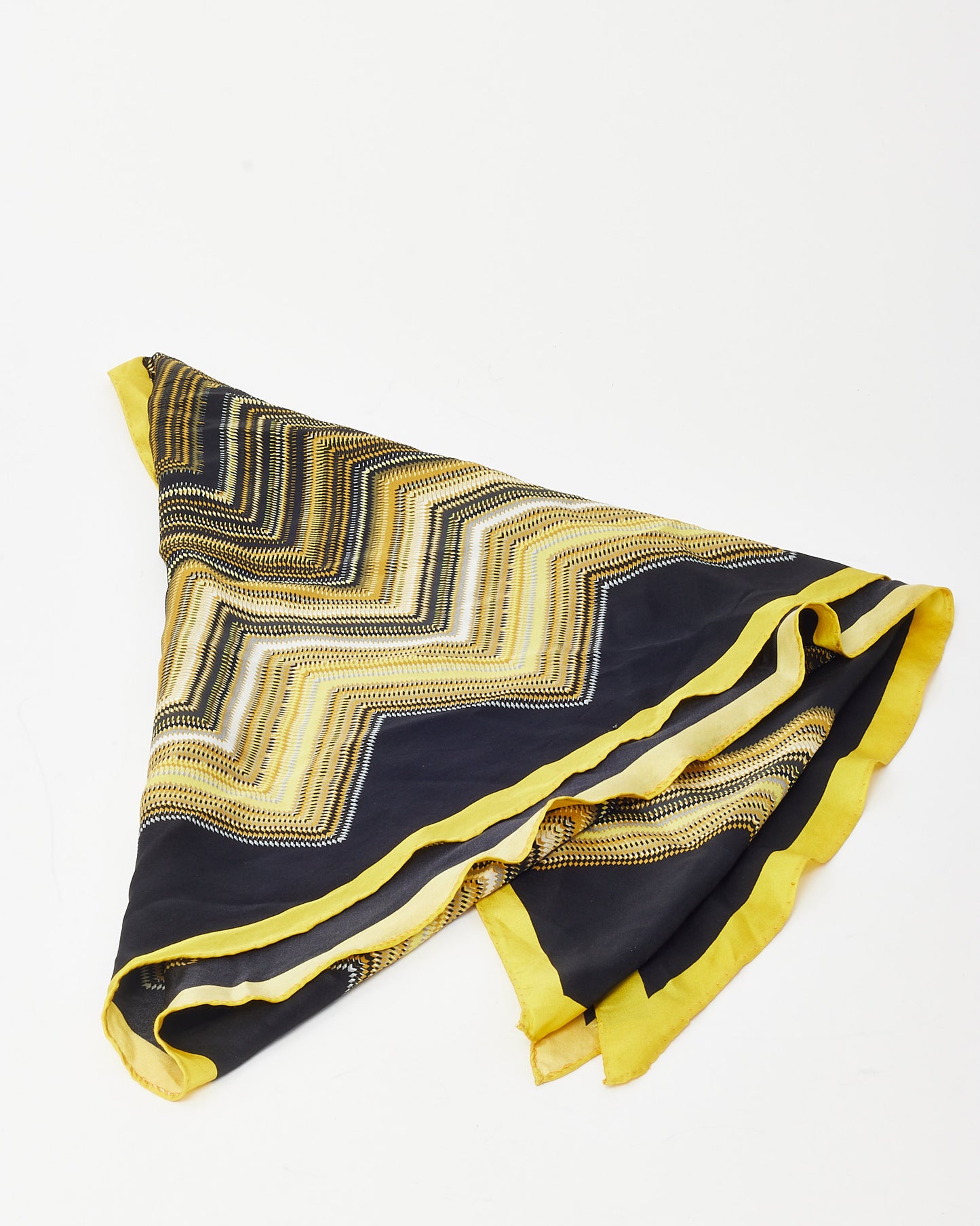 Missoni Black and Yellow Zigzag Large Triangle Silk Scarf