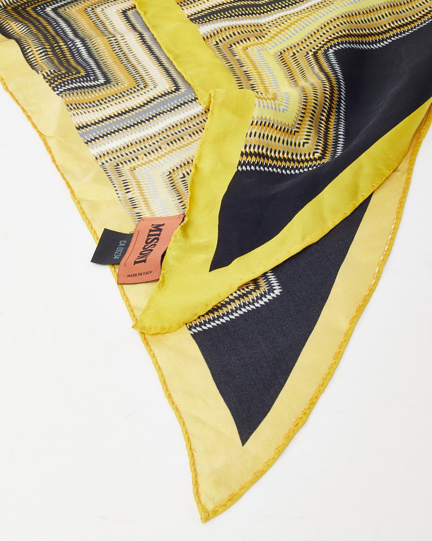 Missoni Black and Yellow Zigzag Large Triangle Silk Scarf
