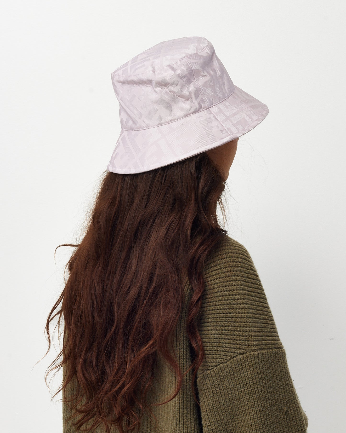 Fendi Pink FF Zucca Print Silk Bucket Hat - S