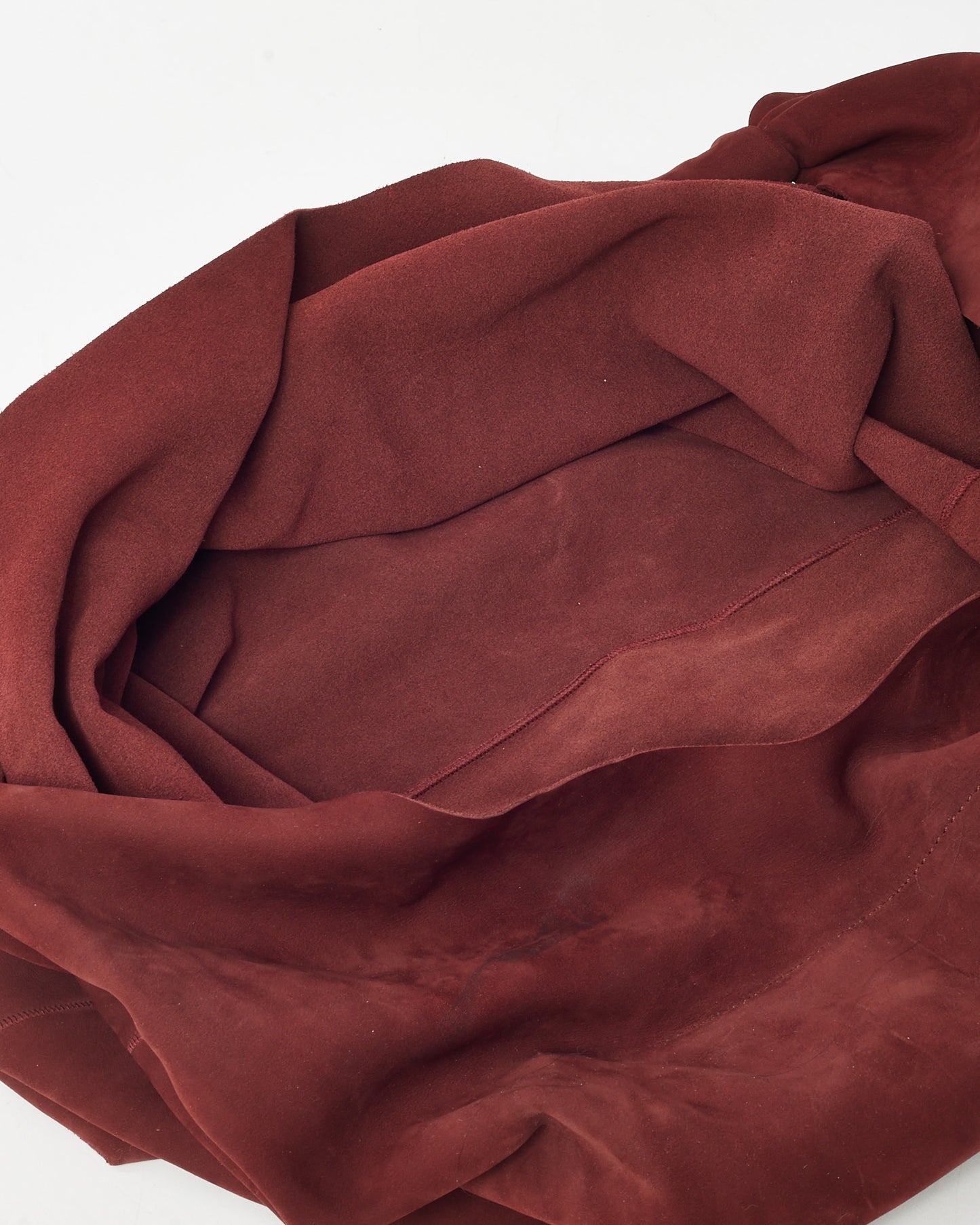 The Row Burgundy Suede Double Knot Bindle Hobo Shoulder Bag