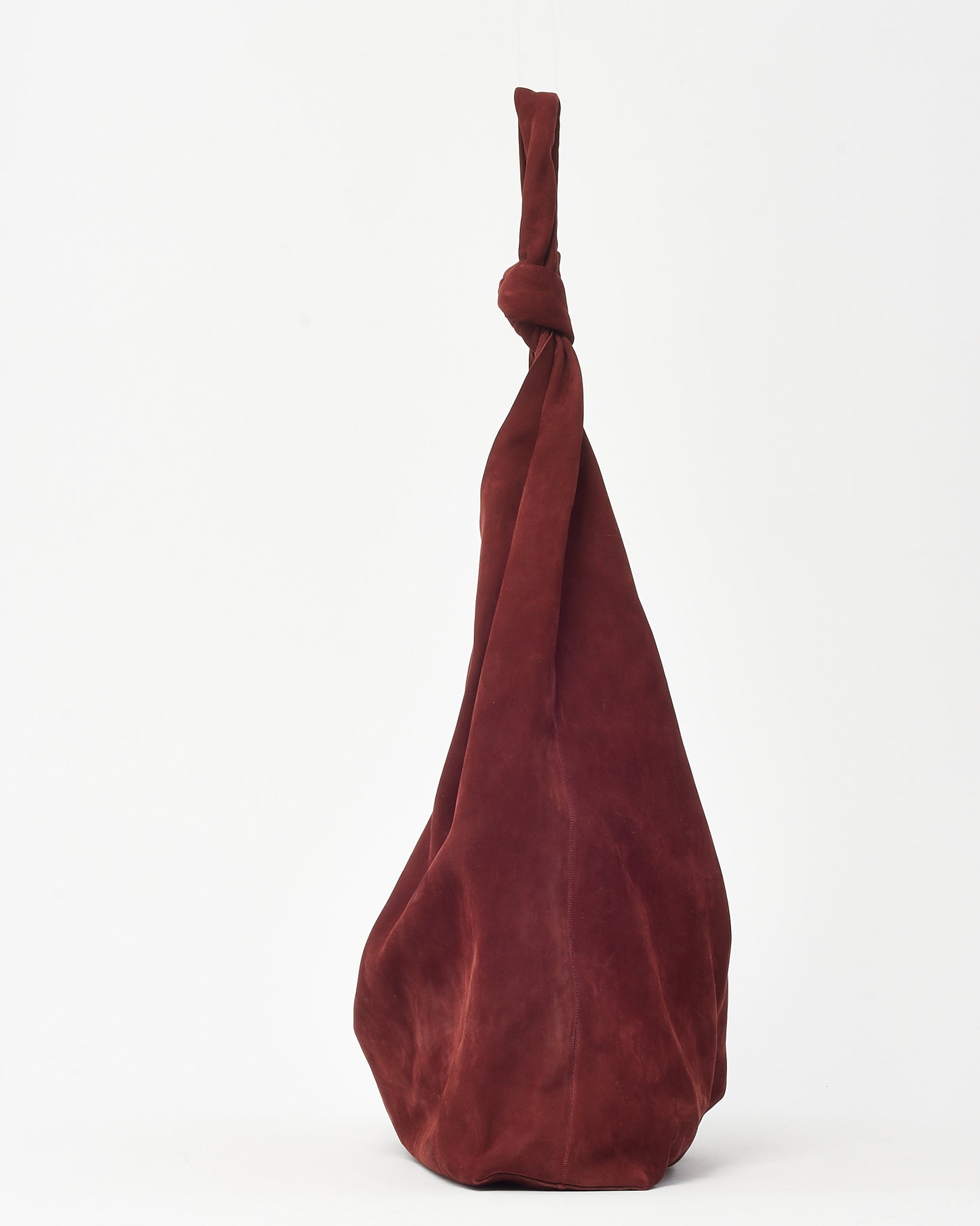 The Row Burgundy Suede Double Knot Bindle Hobo Shoulder Bag