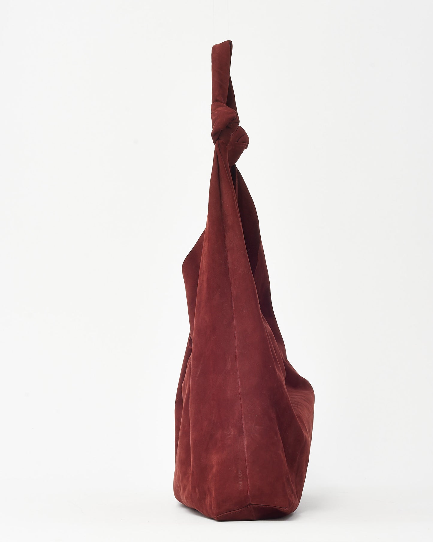 The Row Burgundy Suede Double Knot Bindle Hobo Shoulder Bag