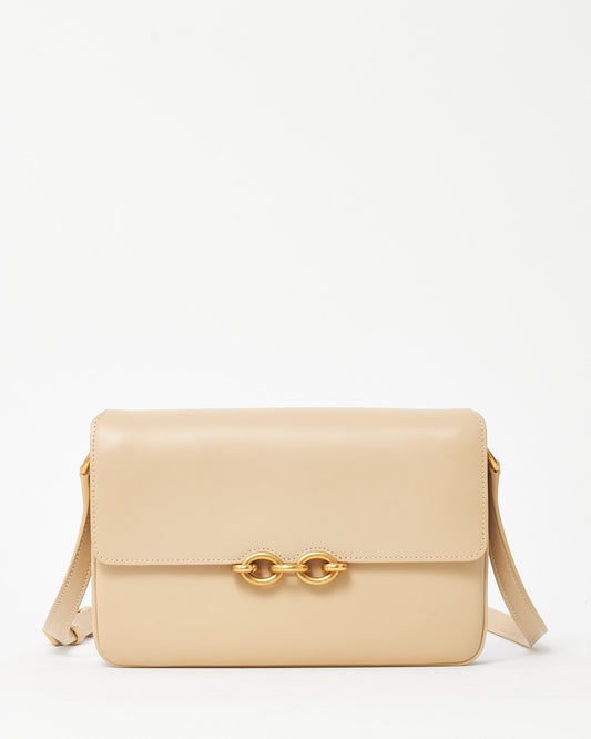 Saint Laurent Beige Smooth Leather Le Maillon Satchel Crossbody Bag