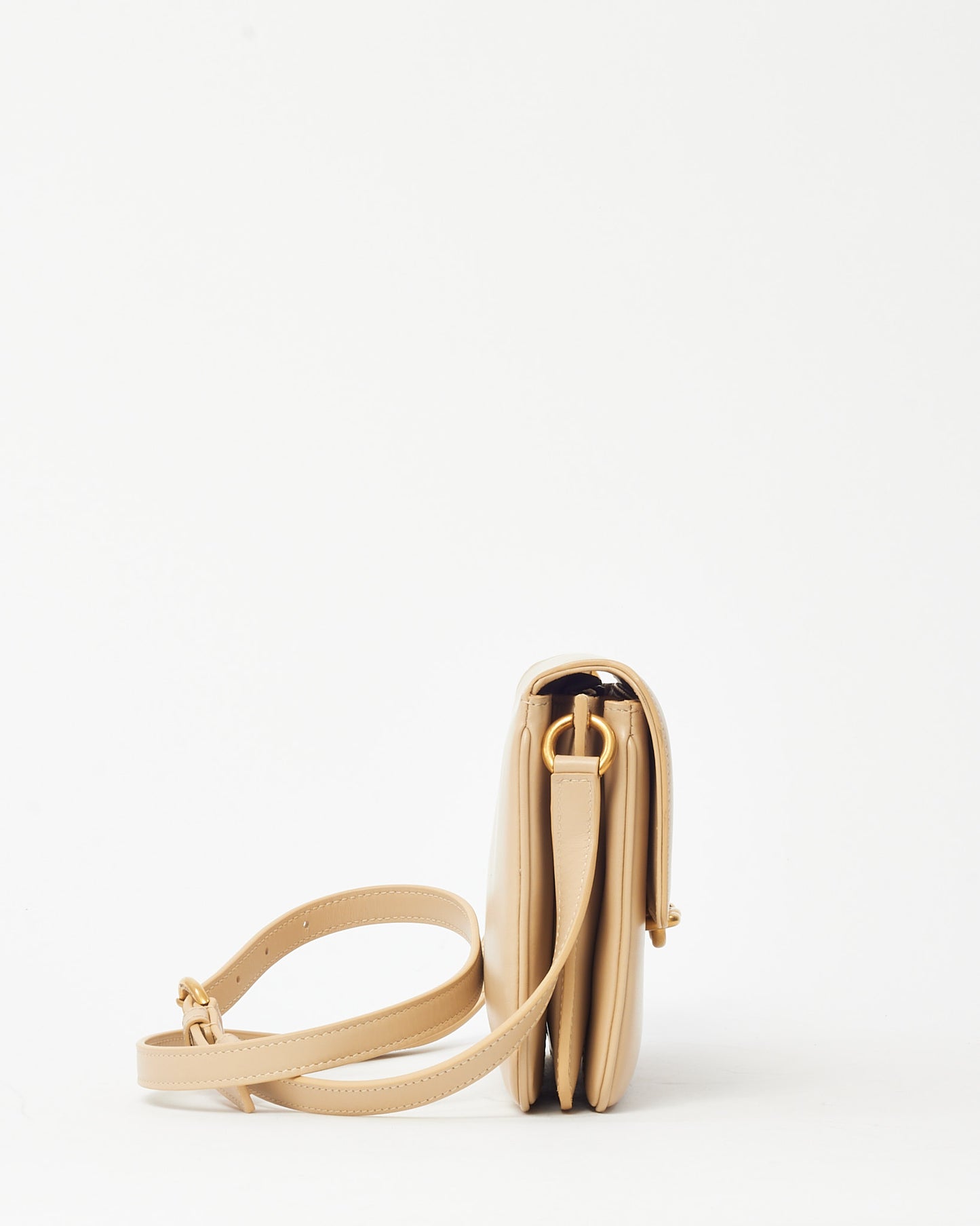 Saint Laurent Beige Smooth Leather Le Maillon Satchel Crossbody Bag