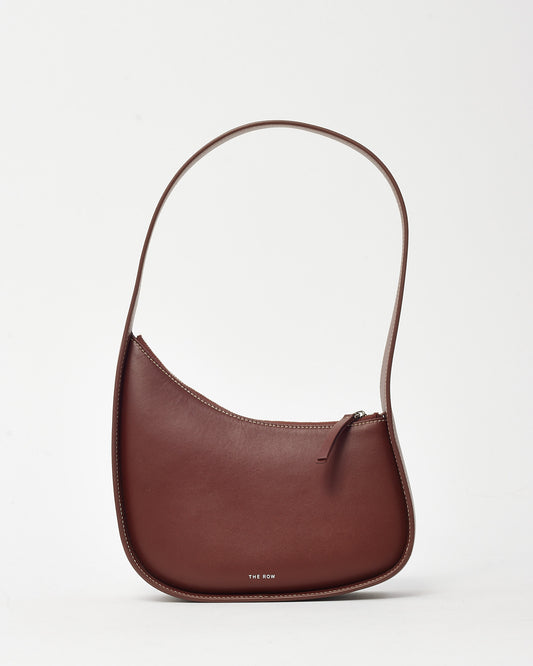 The Row Brown Leather Half Moon Shoulder Bag